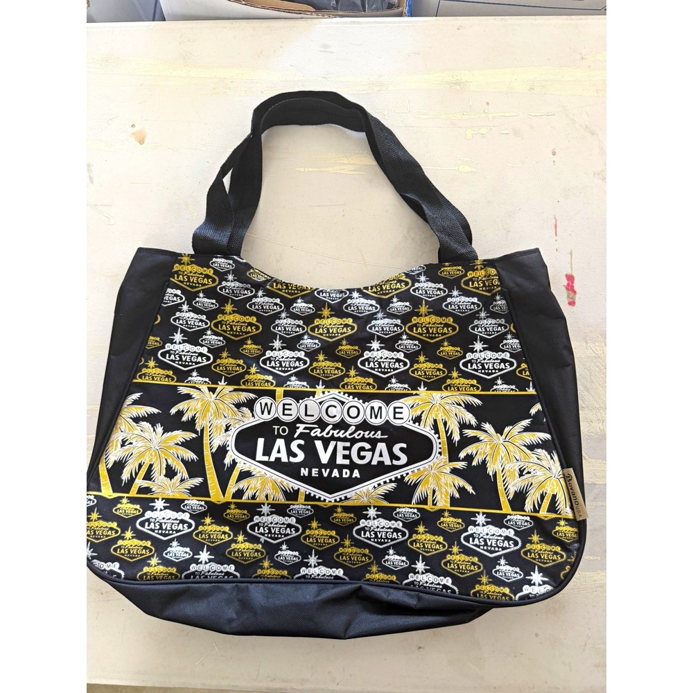 Las Vegas Nevada Graphic Print Large Zip Top Tote Bag w/Inner Pockets